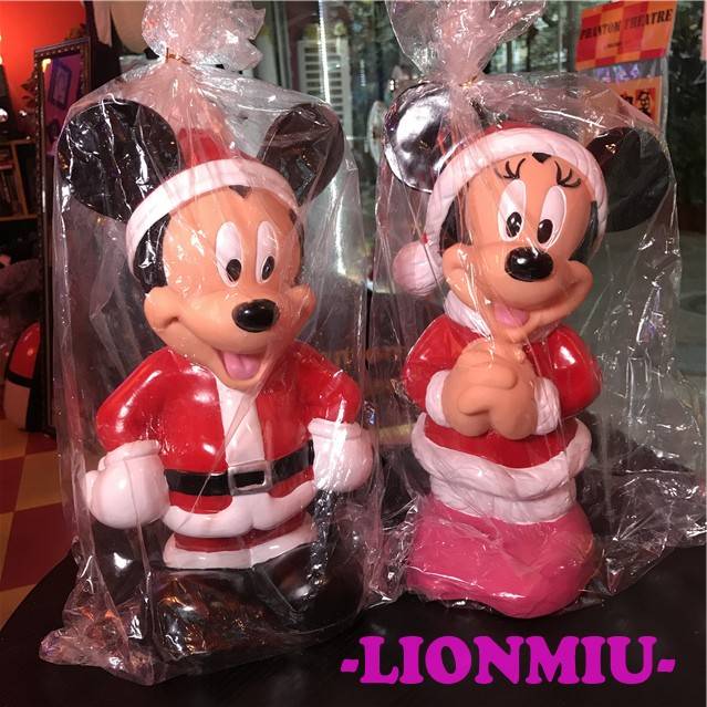 Japan Foreign Single Showa veteran big Christmas special version of the Mickey Minnie money pot decoration one pair