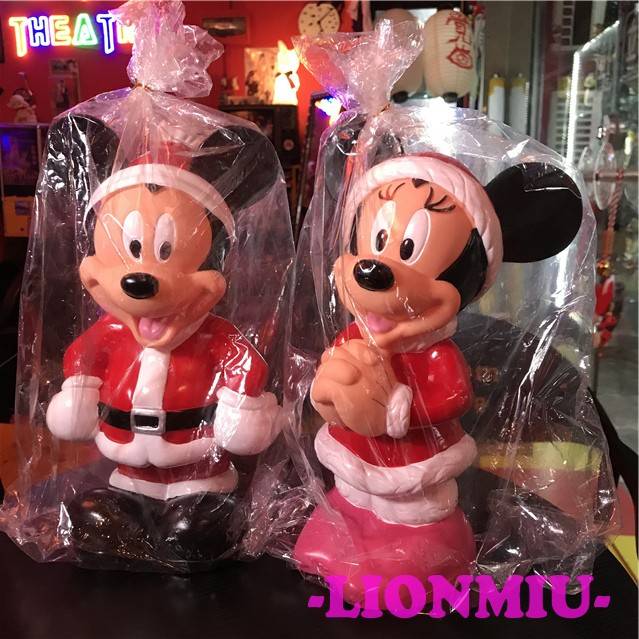 Japan Foreign Single Showa veteran big Christmas special version of the Mickey Minnie money pot decoration one pair