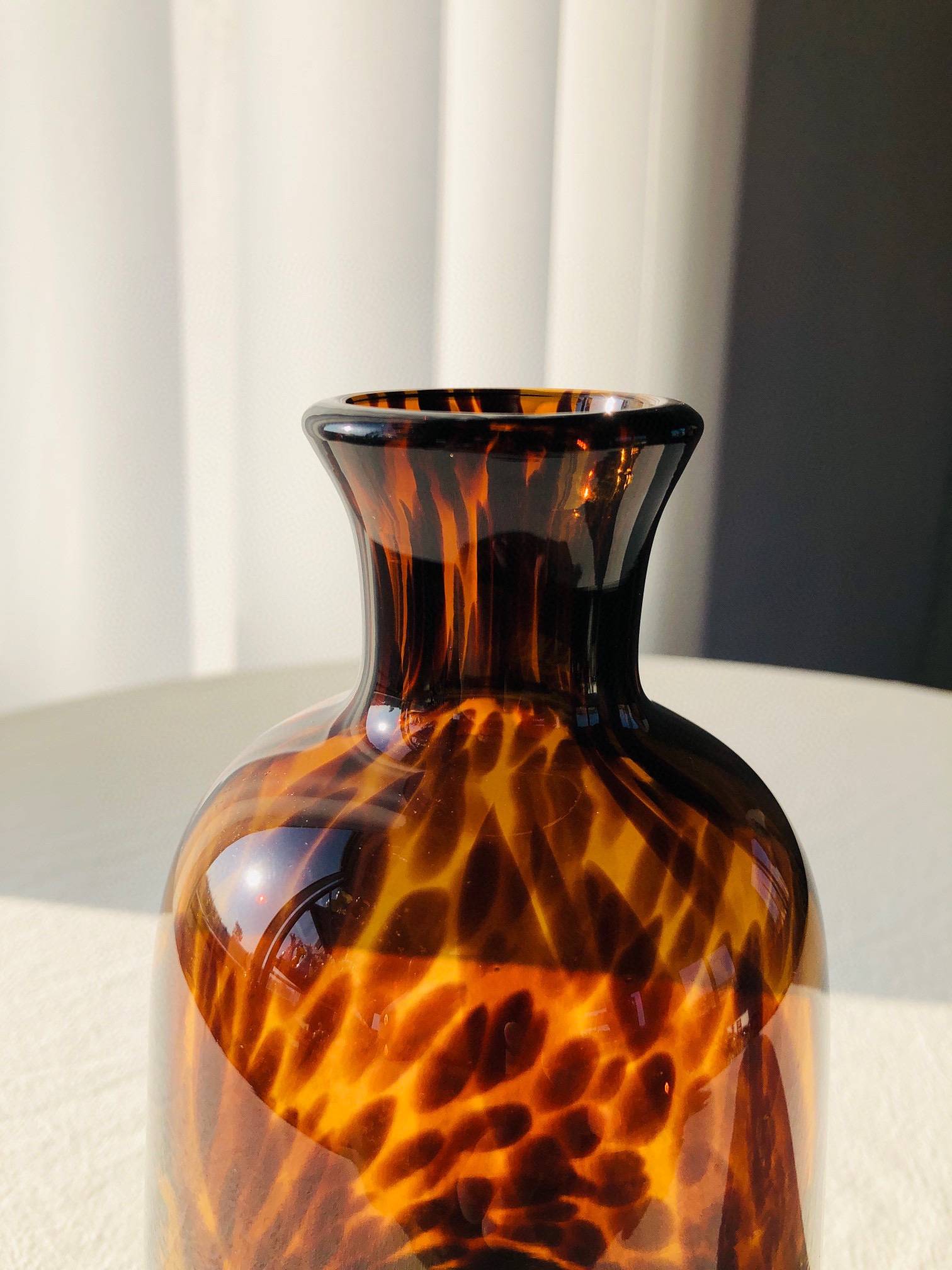 Ultra retro special price medium flower bottle leopard amber French desktop high -end art handmade glazed flower decoration