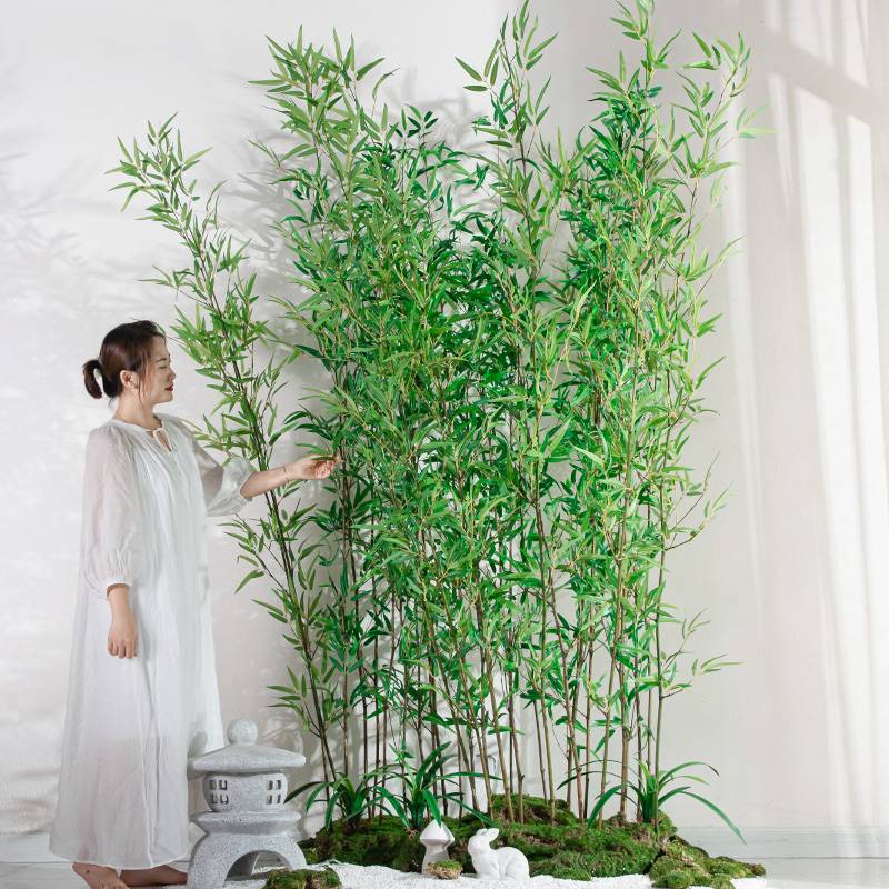 Simulation plant fake bamboo indoor and outdoor landing Zen decorative partition screen green planting potted plants create landscape ornaments