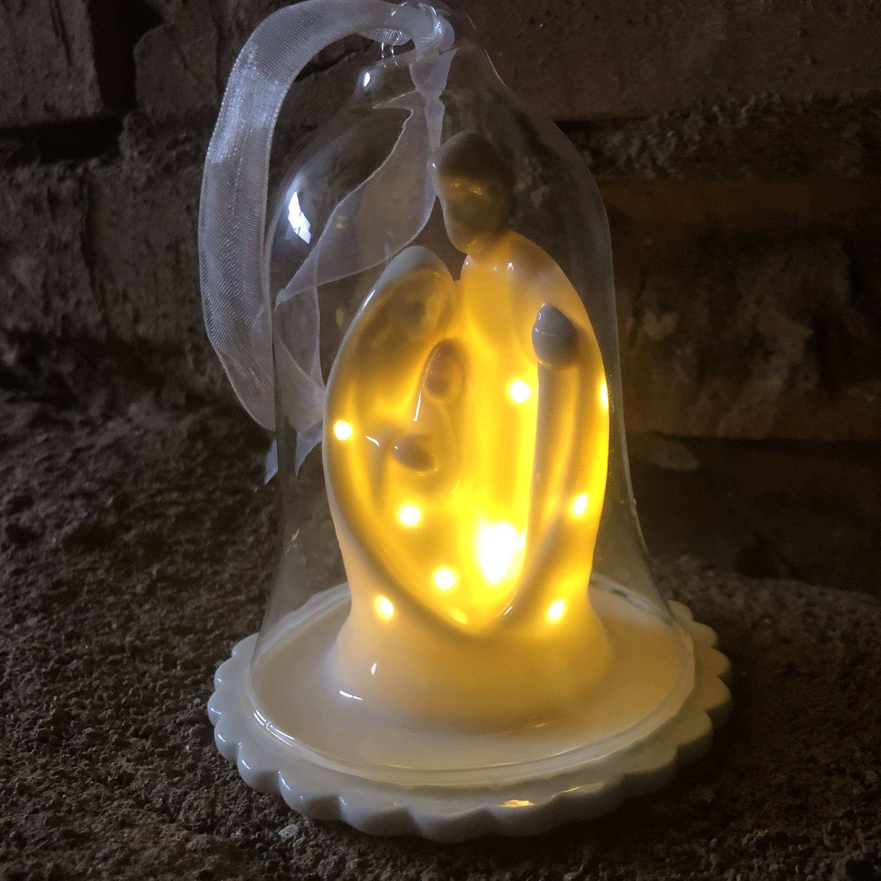 New high -end Christmas three -dimensional larvae switch pending pendant ceramic slot glass cover decorative lamp