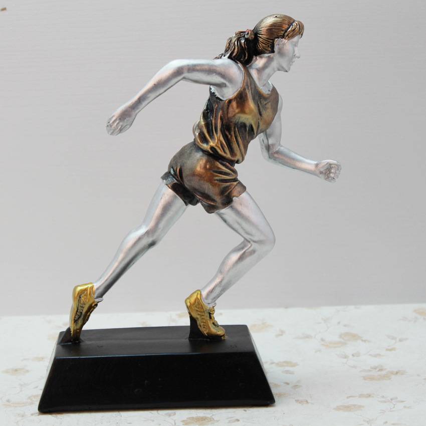 Sports resin craft series gold and silver women's running trophy decoration creative ornaments crafts