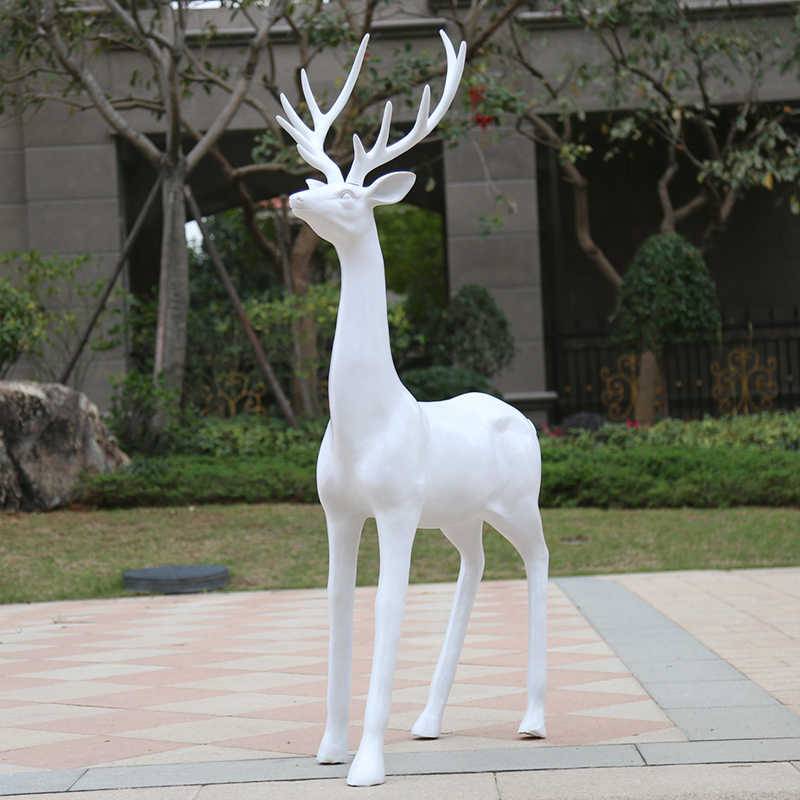 Outdoor Simulation FRP White Deer Sculpture Land in the Garden Garden Landscape Mall Wedding Decoration White Deer Swing