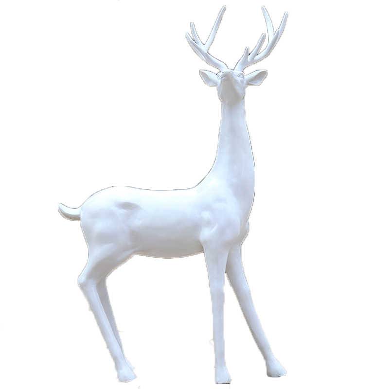 Outdoor Simulation FRP White Deer Sculpture Land in the Garden Garden Landscape Mall Wedding Decoration White Deer Swing