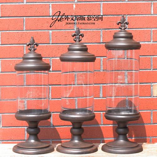 JK Mu Space Model Room display props European -style American retro iron art made old storage tank three -piece setting