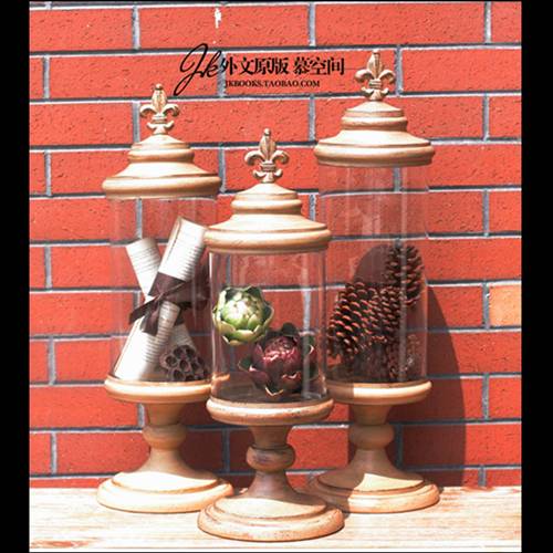 JK Mu Space Model Room display props European -style American retro iron art made old storage tank three -piece setting