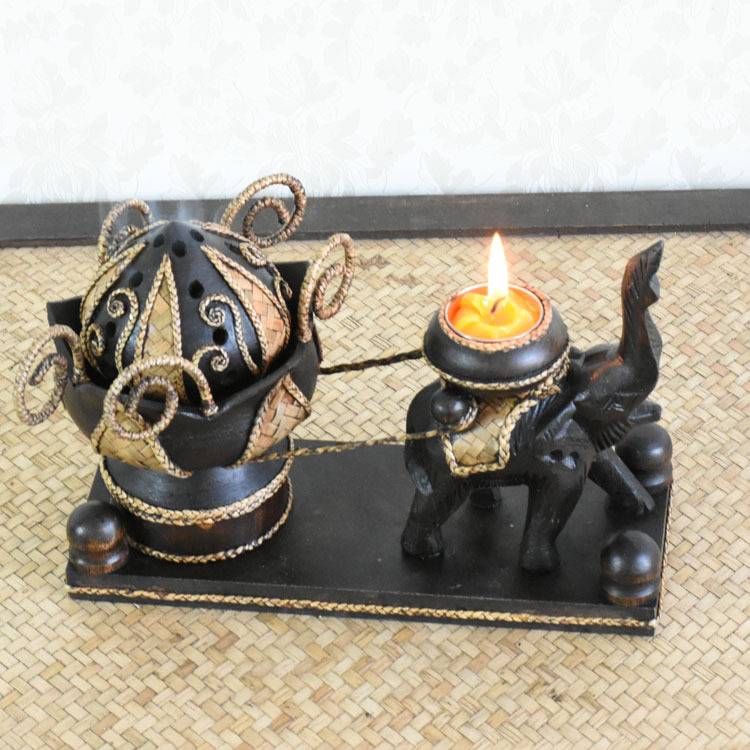 Thai elephant candlestick smoked incense burner Southeast Asian style home restaurant clubhouse decoration Thai decoration