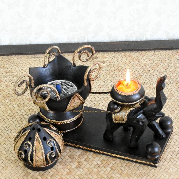 Thai elephant candlestick smoked incense burner Southeast Asian style home restaurant clubhouse decoration Thai decoration