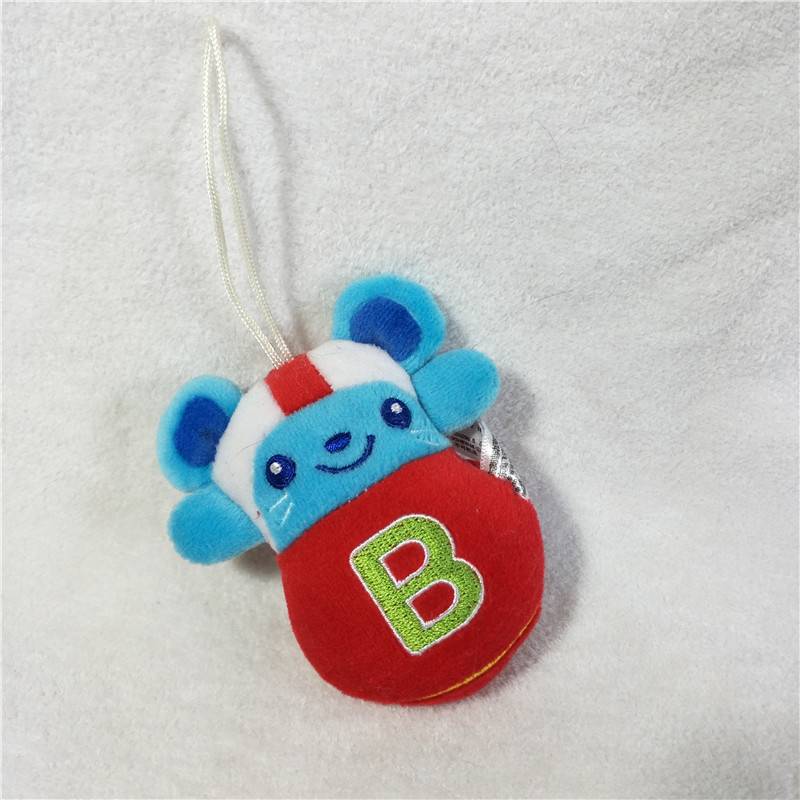 Tail single plush children's festival gift baby products animation/European single-letters B blue rat pendant