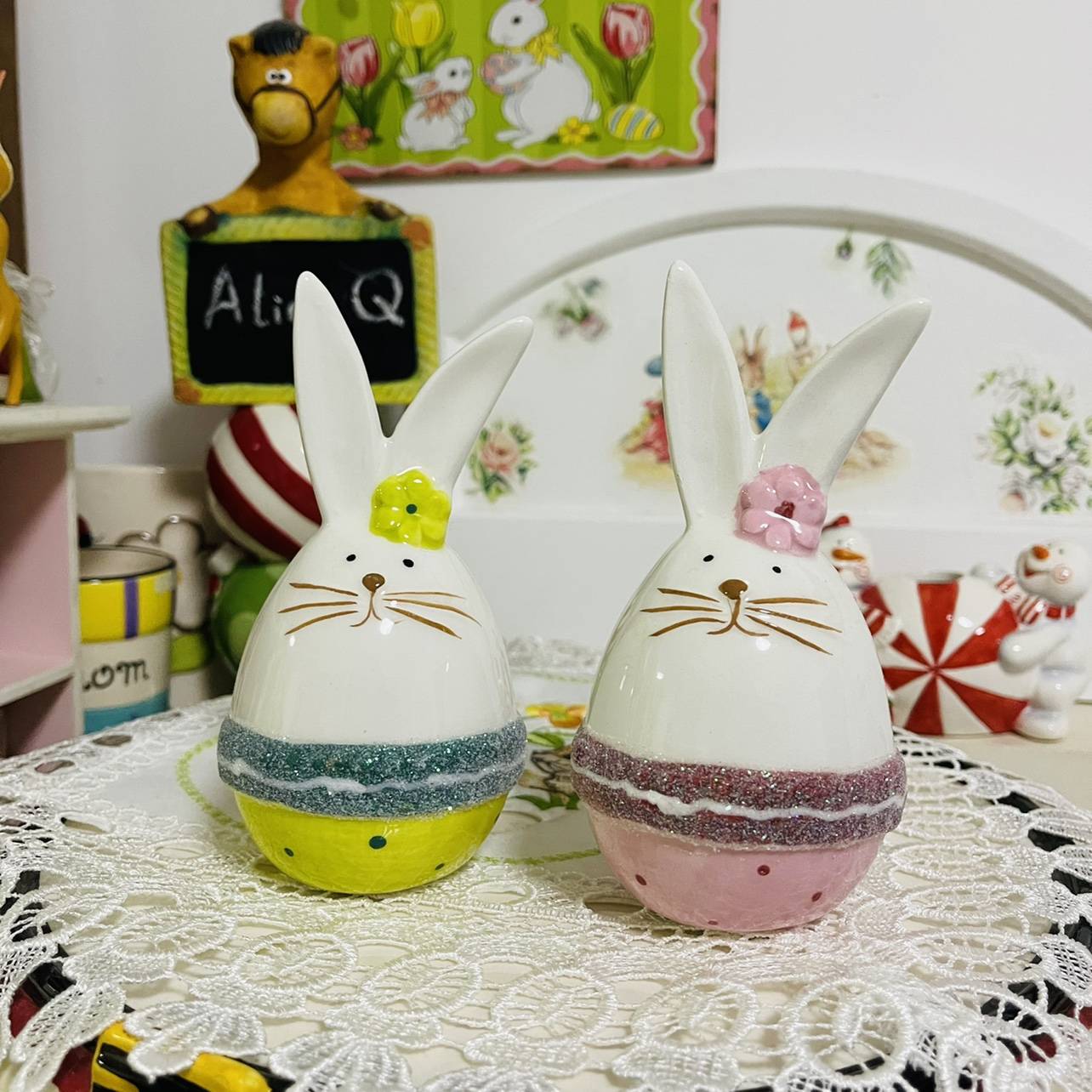 Free shipping Little Rabbit Easter Egg Display Ceramic Exit Tail Single Single Flaw