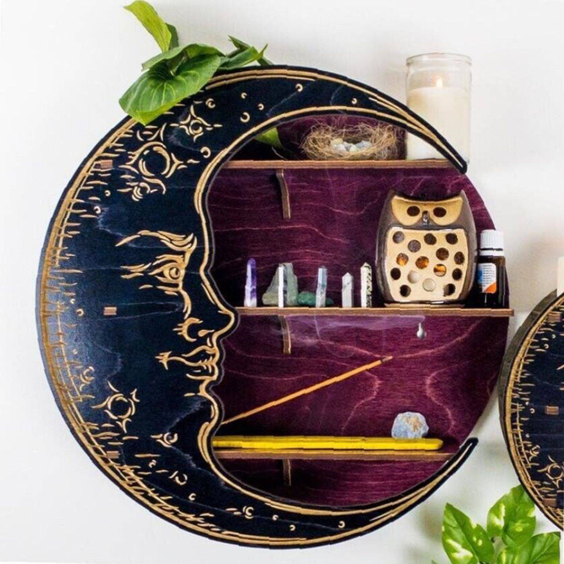 Cross -border black moon crystal shelf American self -made display rack storage rack wooden shelf pendant pendant storage