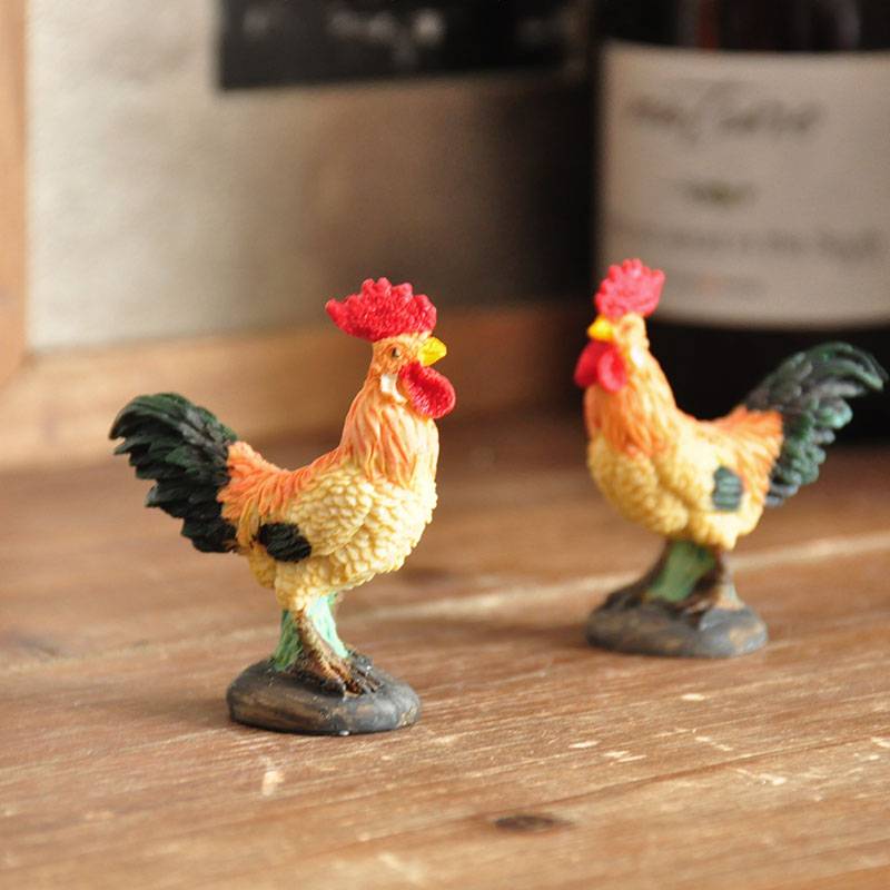 Handmade painting fun scene small rooster sand table ornaments