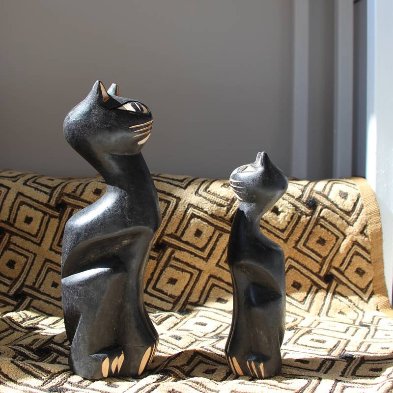 Black Cat South Africa imported handmade woodcarving stands in African crafts