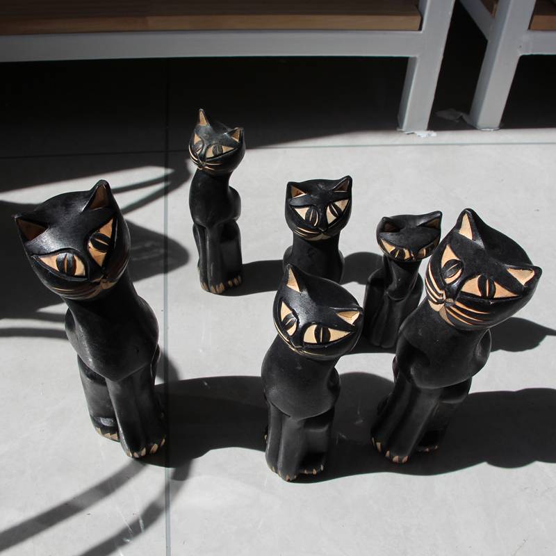 Black Cat South Africa imported handmade woodcarving stands in African crafts
