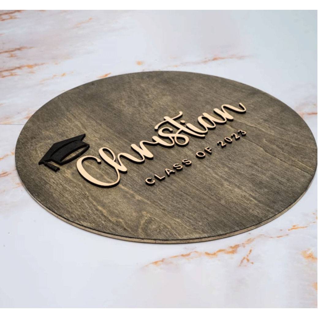 New 2024 door hanging wood pendant decoration graduation hat decorative party tag door card cross -border crafts