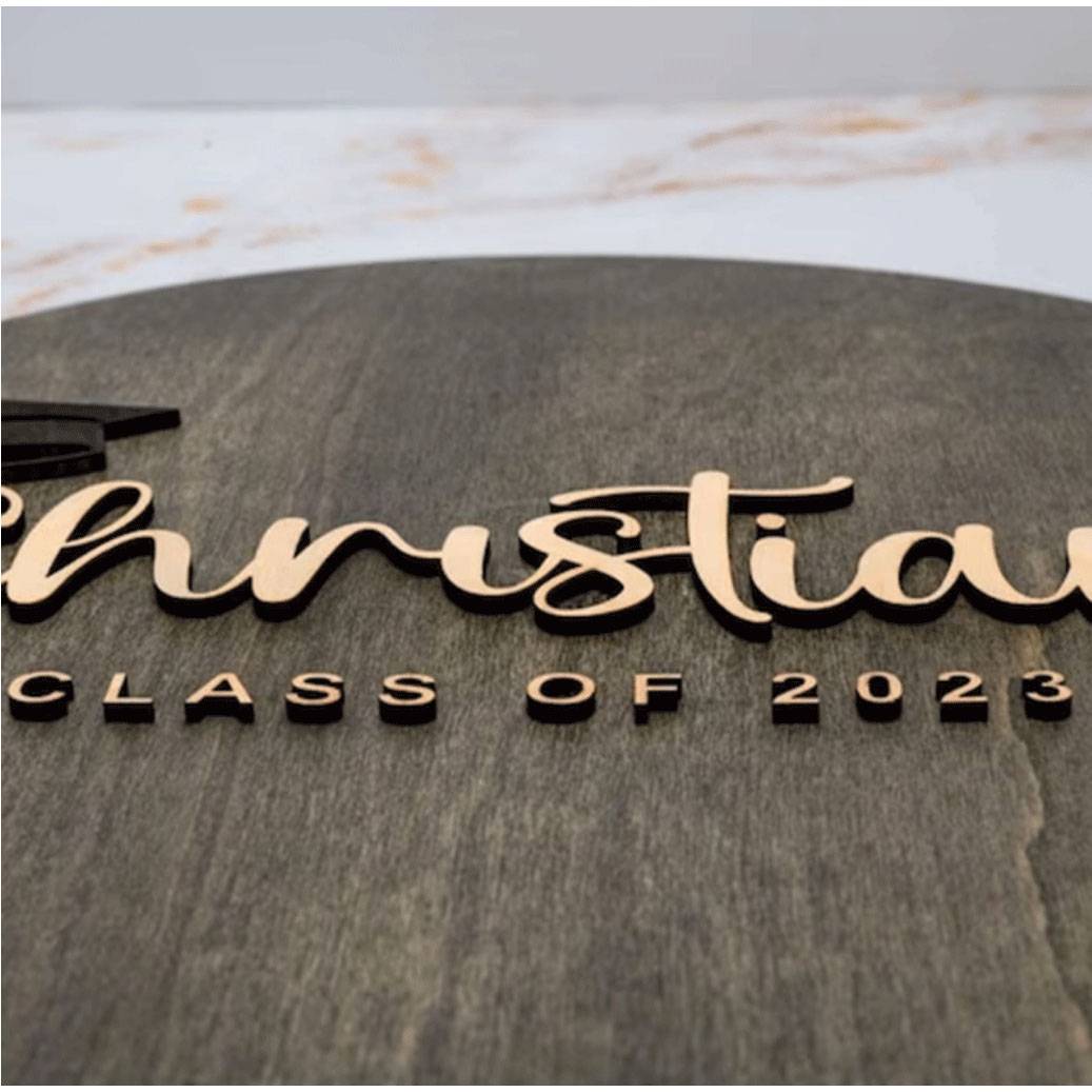New 2024 door hanging wood pendant decoration graduation hat decorative party tag door card cross -border crafts