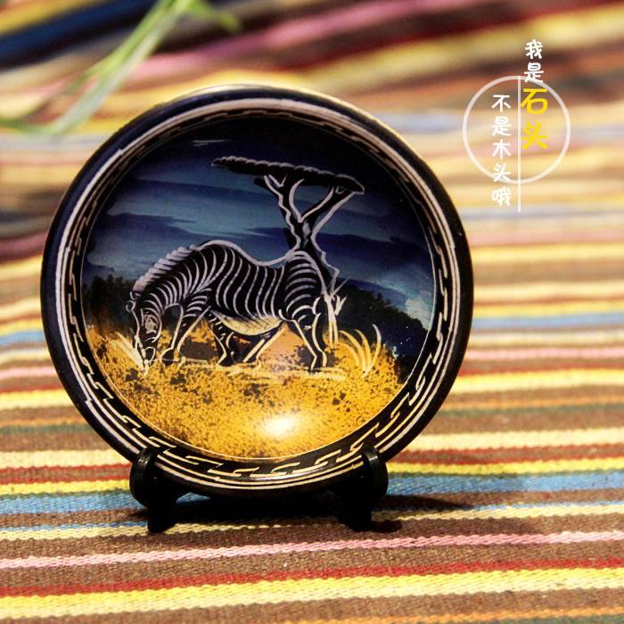 African specialty craftsmanship small plate Kenya soap stone Bogu ancient small decoration decoration pure handmade bowl