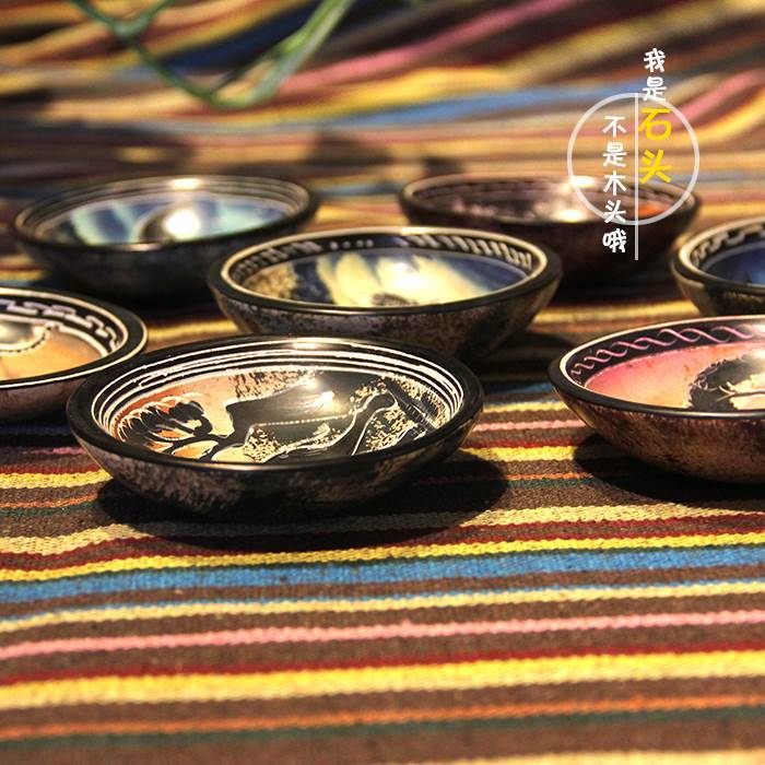 African specialty craftsmanship small plate Kenya soap stone Bogu ancient small decoration decoration pure handmade bowl