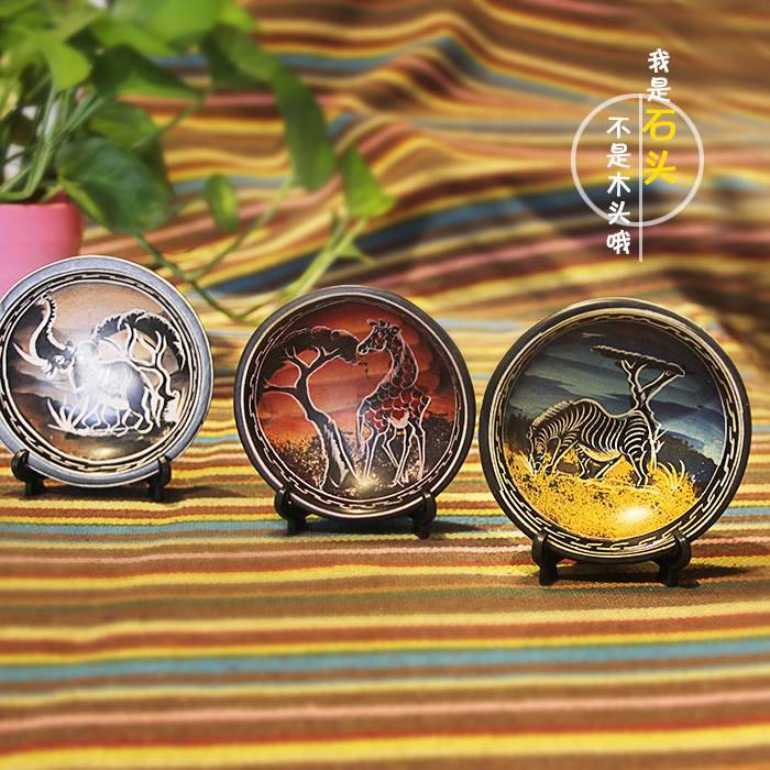 African specialty craftsmanship small plate Kenya soap stone Bogu ancient small decoration decoration pure handmade bowl