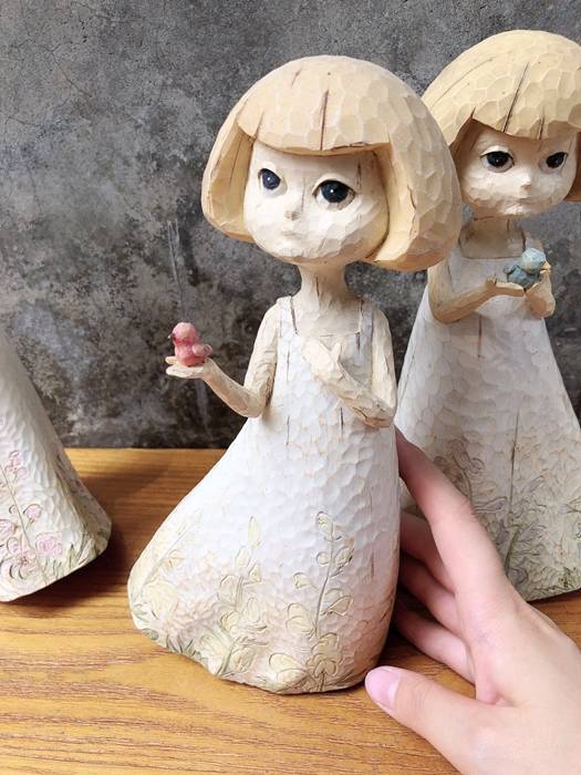Carving painted little girl angel wedding house decoration