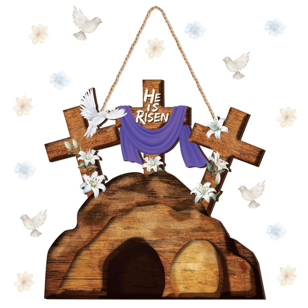 Cross -border new door logo Display resurrection holiday wall -mounted decoration indoor outdoor door wooden pendant gift