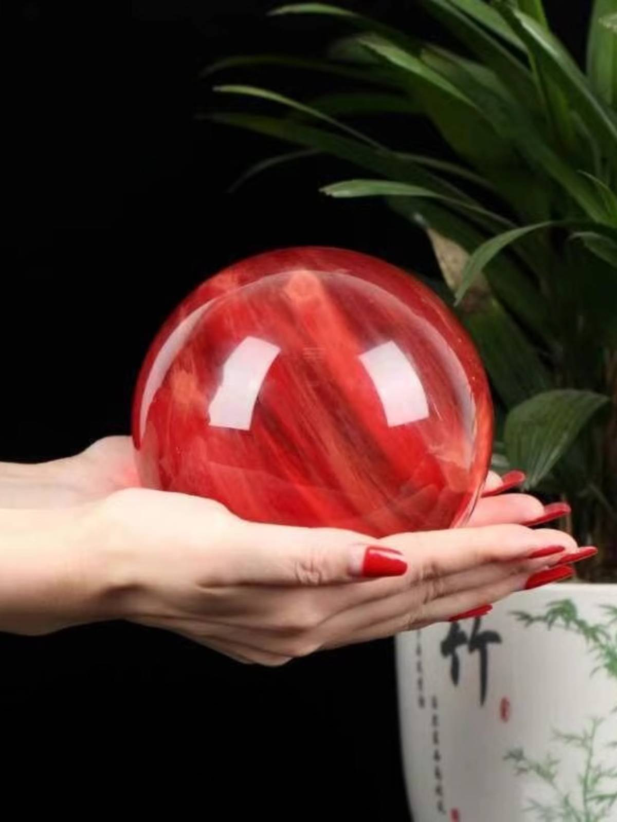 Natural Red Crystal Ball Packing Feng Shui Ball Large Fortune Top Rood Meltling Living Room Office Home Jewelry