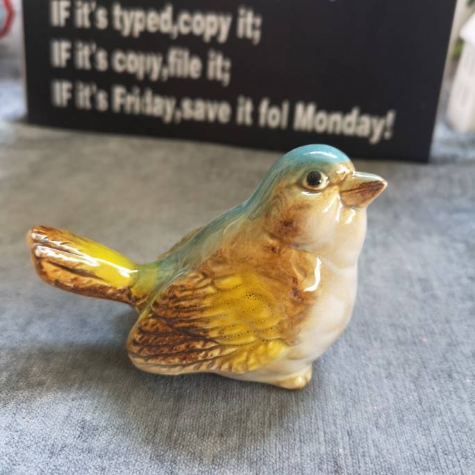"Ink Porcelain" Porcelain Crafts Ceremony Ceramic Kiln Change Bird Swing Garden Decoration