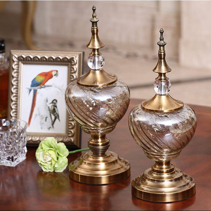 European -style living room TV cabinet soft decoration light luxury metal glass candy can creative American home wine cabinet decoration