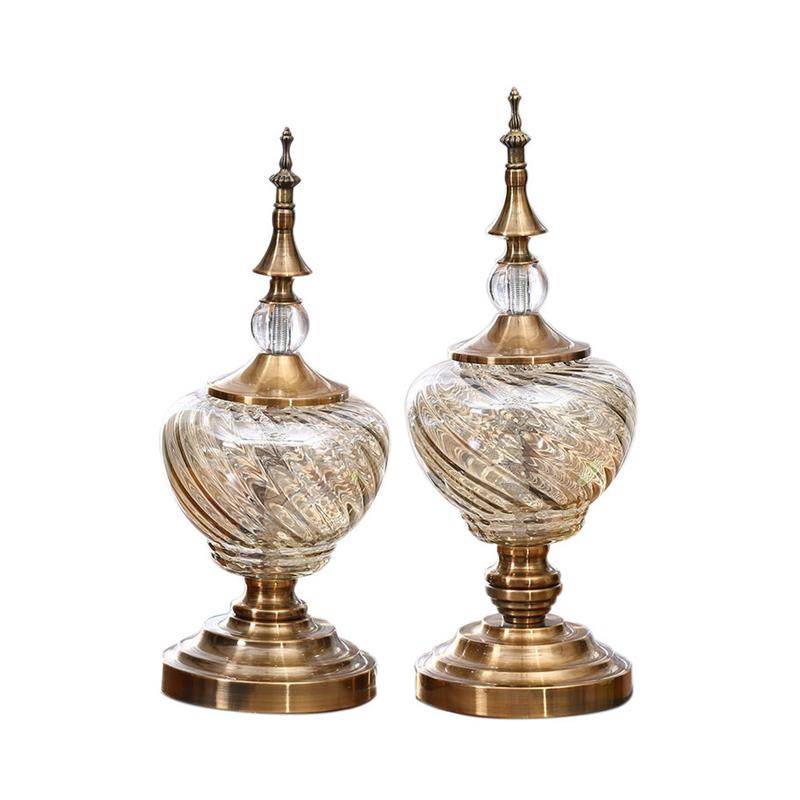 European -style living room TV cabinet soft decoration light luxury metal glass candy can creative American home wine cabinet decoration