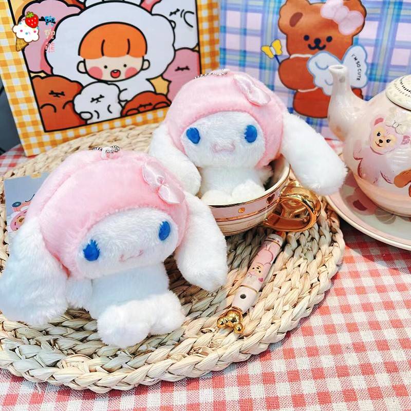 Pink big ear dog hanging jewelry schoolbag girl plush toys