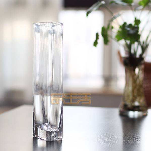 0 Profit European -style modern fashion crystal glass transparent flat mouth vase flat flower tank handicraft ornaments high