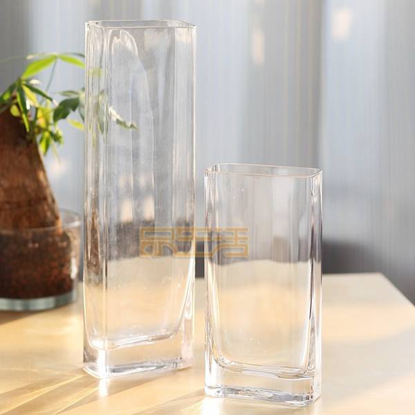 0 Profit European -style modern fashion crystal glass transparent flat mouth vase flat flower tank handicraft ornaments high
