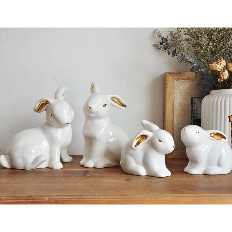 Village Nordic Ceramics Love Couple Rabbit Home Furnishing Dress Dress Swing Decoration Gifts
