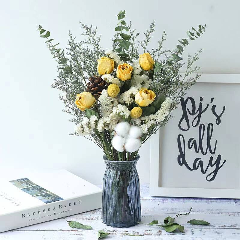Yunnan dried flowers, real flowers, ugli leaf rose dried flowers bouquet living room bedroom decorative ornaments