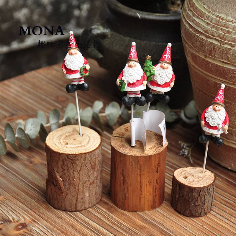 Pastoral Village Painted Santa Claus Plug -in Plug -in Fun Christmas Festival Cake Accessories Small Gift