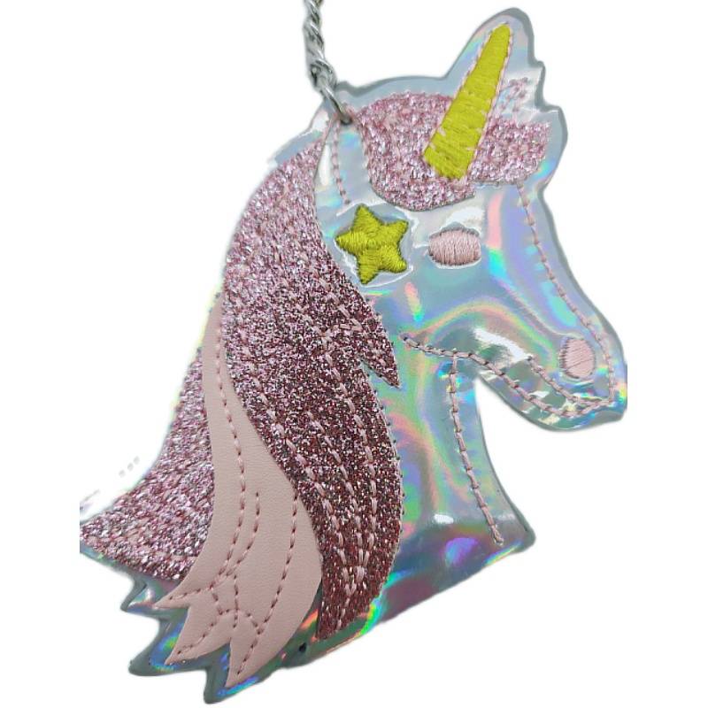 Japan and South Korea flash powder laser cute unicorn key stick bag and pendant