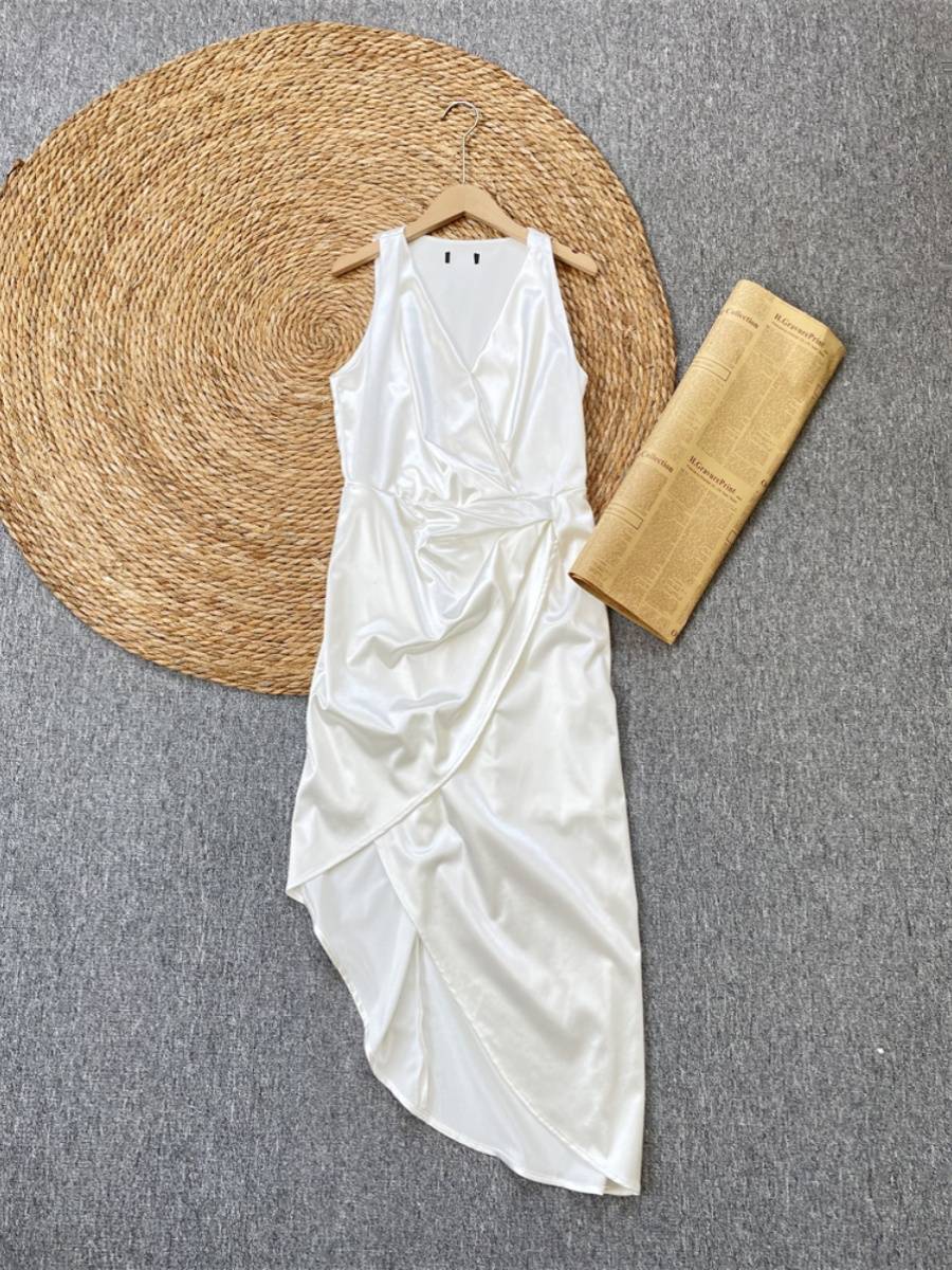E6 satin fabric ~ Mei Shan Da brand pure Yuan elegant irregular skirt coats and dress women's sinks are super good
