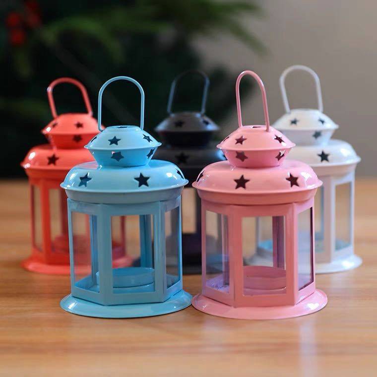 European -style candlestick INS girl heart iron art wind lantern aroma candle hollow star decoration decoration