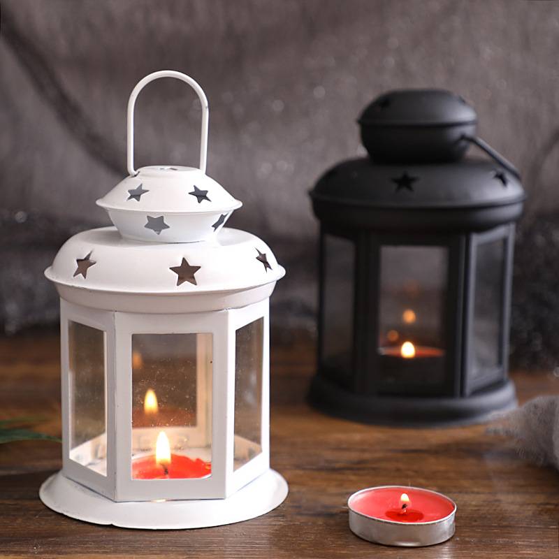 European -style candlestick INS girl heart iron art wind lantern aroma candle hollow star decoration decoration