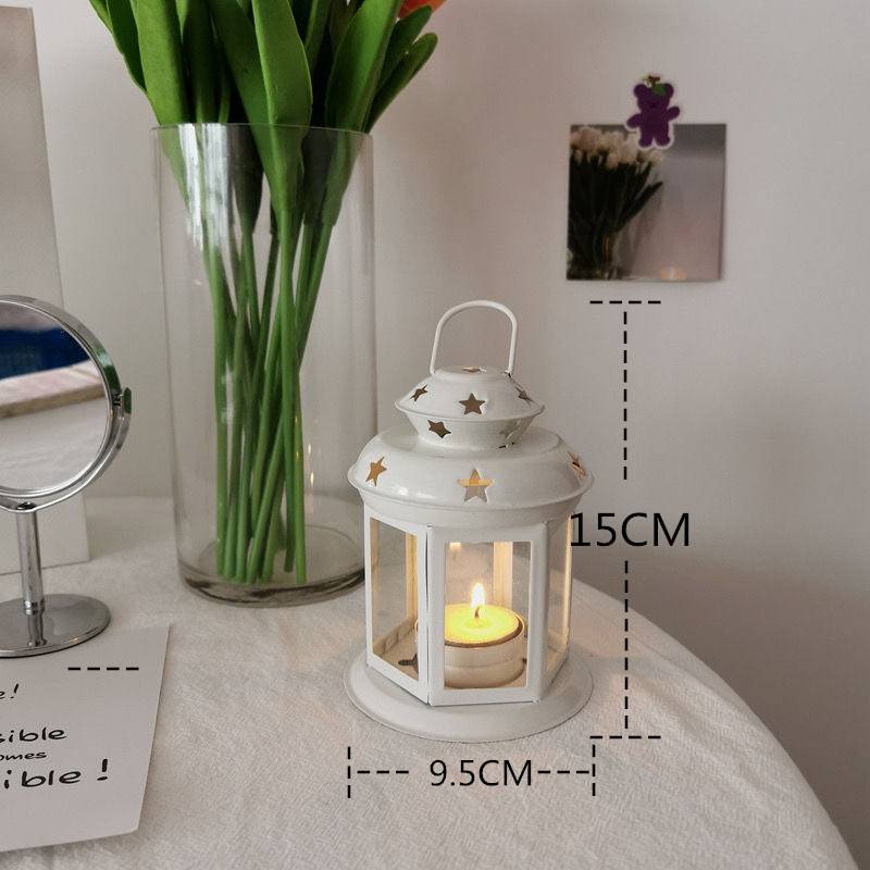 European -style candlestick INS girl heart iron art wind lantern aroma candle hollow star decoration decoration