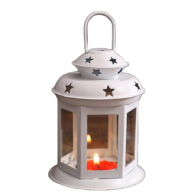 European -style candlestick INS girl heart iron art wind lantern aroma candle hollow star decoration decoration