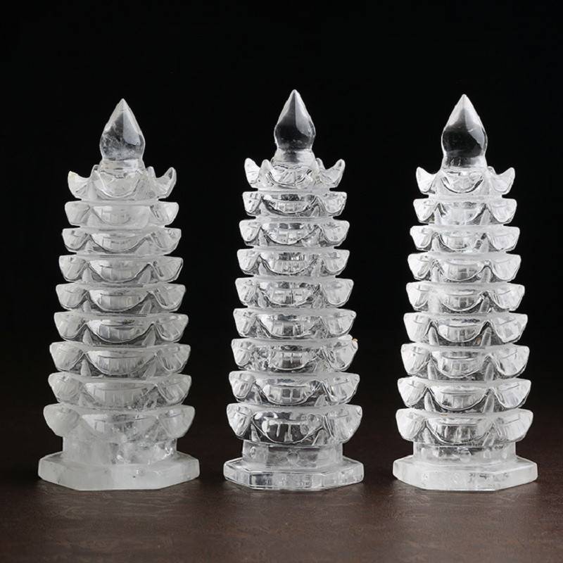 Natural white crystal Wenchang Tower 9-13 layers of decoration