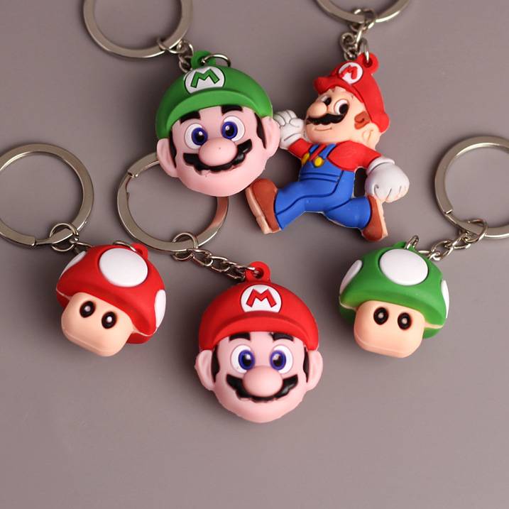 Super Mary Mario Brothers keychain PVC silicone pendant creative doll bag key chain small gift