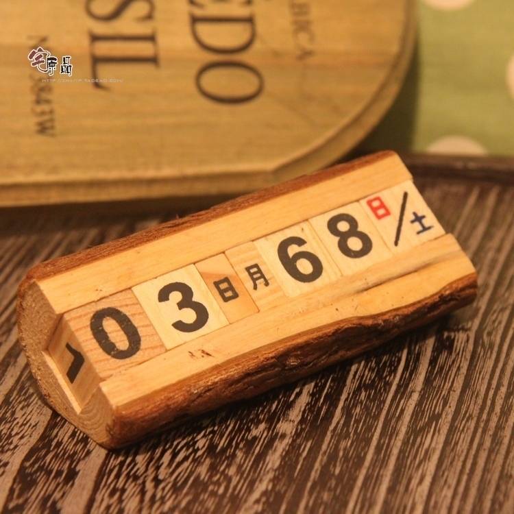 [House Plast] Zakka style wooden small ornament log Liferma perpetual calendar DIY desktop desktop decoration