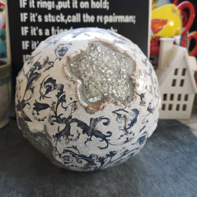 "Ink Porcelain" porcelain craftsmanship rough ceramic mirror ball decoration retro decoration