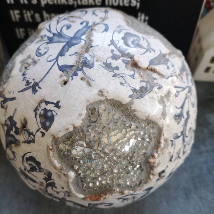 "Ink Porcelain" porcelain craftsmanship rough ceramic mirror ball decoration retro decoration