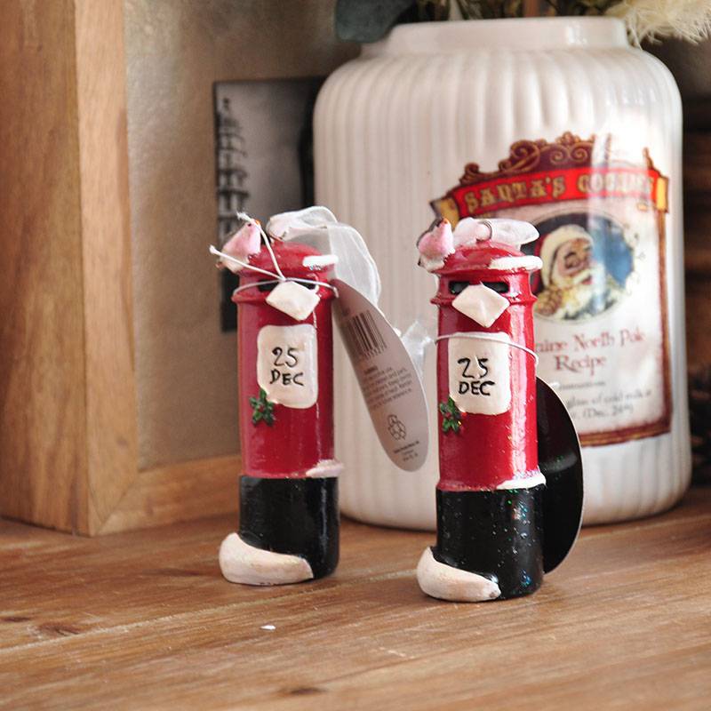 Village retro -painted mailbox mailbox Merchants Christmas Pendant Fun Scene Slash Pending Decoration Gifts