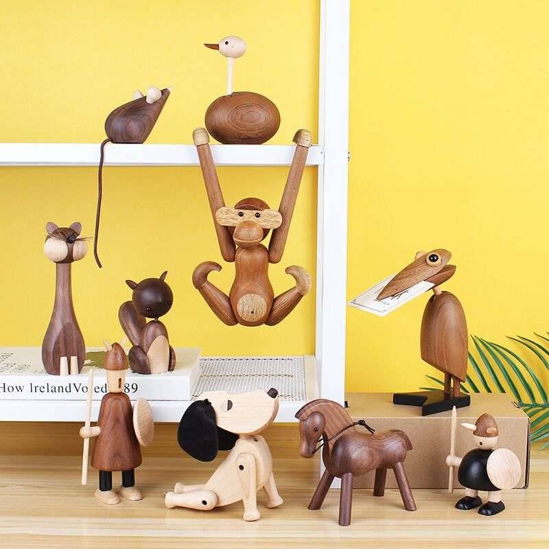 Danish puppet ornament Nordic INS home decoration solid wooden animal craft wood products creative gift