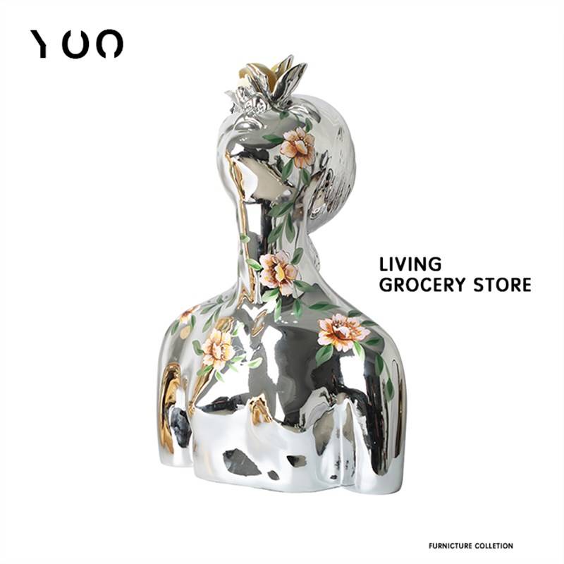 YOWOW has H nest designer model electroplating flower season girl avatar sculpture living room hotel art decoration