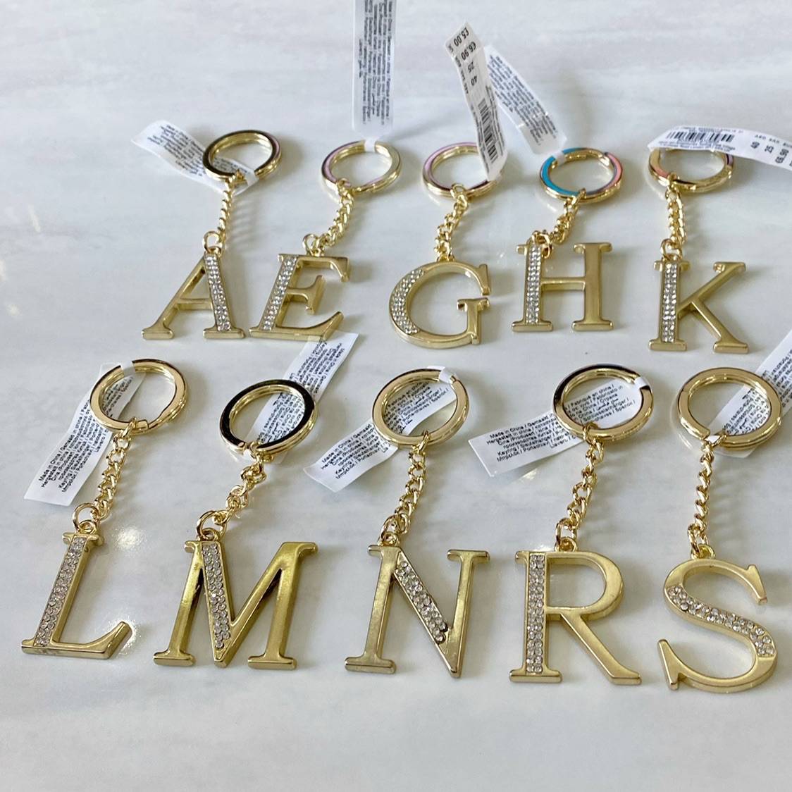 European and American letters Key stick gold -colored British pure original pendant accessories hanging jewelry bag hanging